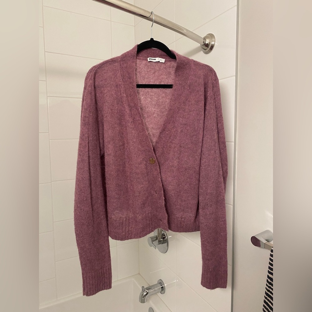 Pacas Alpaca Mauve Cardigan Sweater